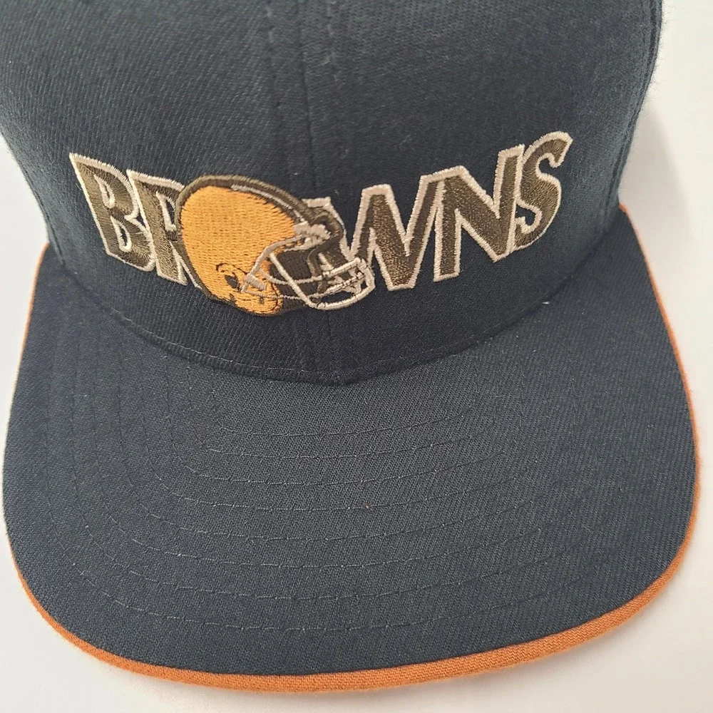 Vintage Cleveland Browns Hat Strapback New Era Black Orange NFL Wool Blend Men